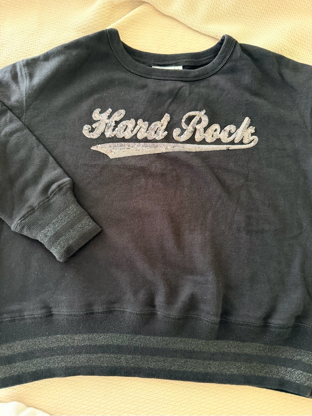 Hard Rock Cafe Black Crewneck Sweatshirt with Silver Script Logo